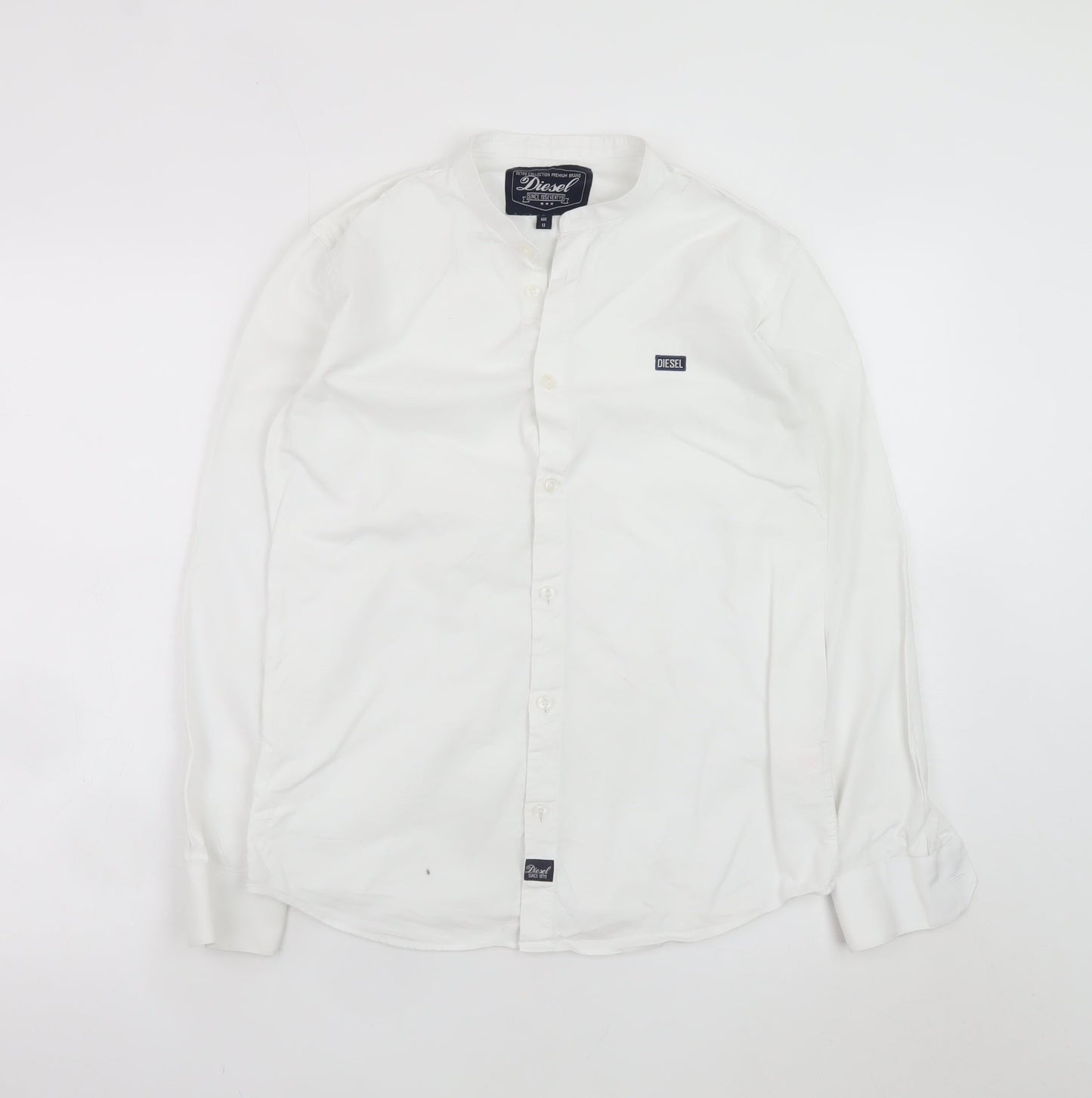 Diesel Boys White Long Sleeve Button-Up Cotton Shirt Age 13