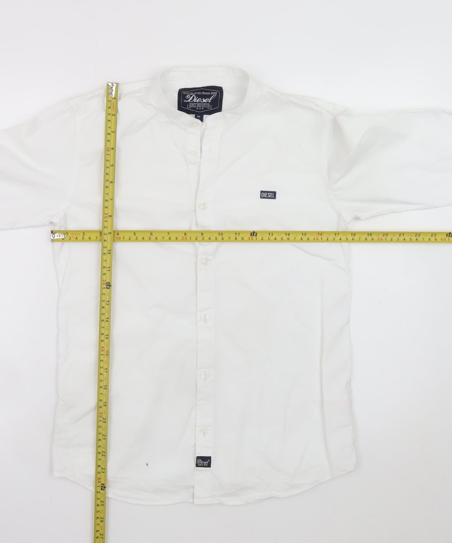 Diesel Boys White Long Sleeve Button-Up Cotton Shirt Age 13