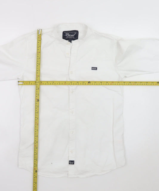 Diesel Boys White Long Sleeve Button-Up Cotton Shirt Age 13