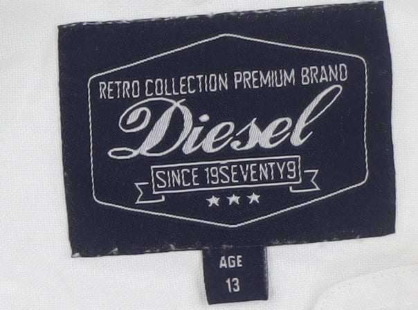 Diesel Boys White Long Sleeve Button-Up Cotton Shirt Age 13