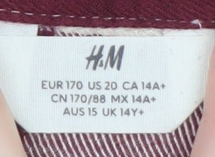 H&M Teens Red Check Hogwarts Button-Up Shirt Size 14