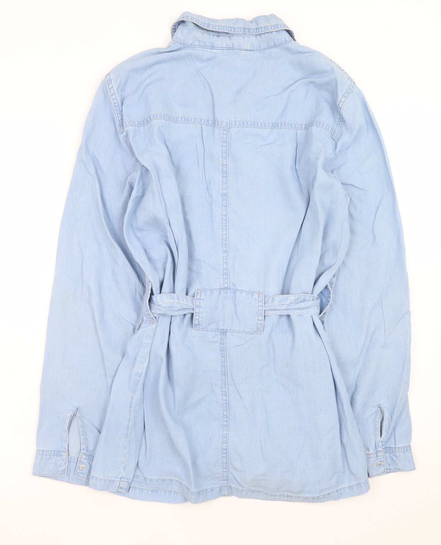 Vero Moda Womens Blue Lyocell Belted Shirt Dress L