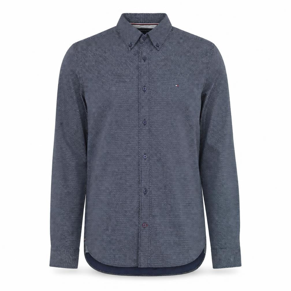 Tommy Hilfiger Men's Blue Regular Fit Long Sleeve Cotton Dress Shirt M