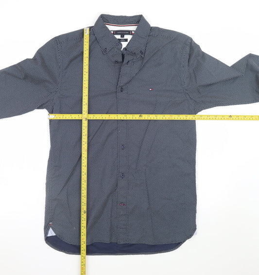 Tommy Hilfiger Men's Blue Regular Fit Long Sleeve Cotton Dress Shirt M