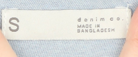 Denim Co. Women's Blue Button-Up Long Sleeve Lyocell Shirt S