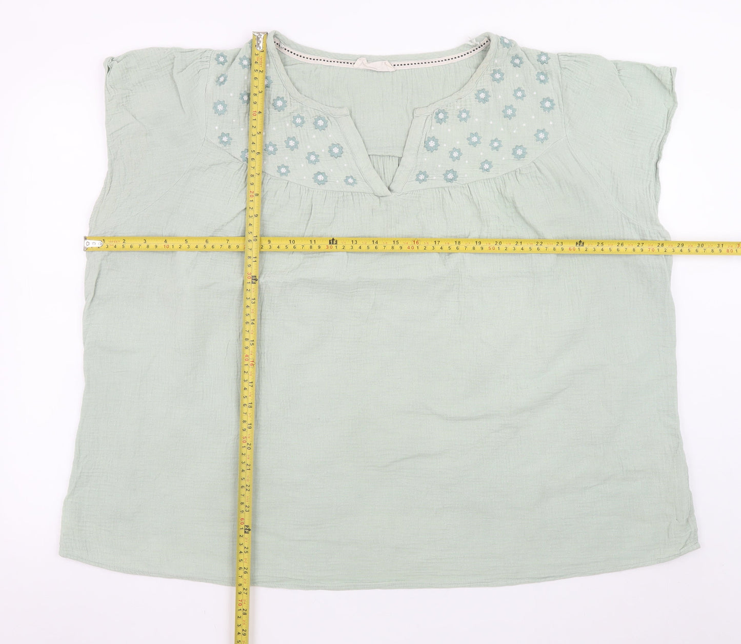Autonomy Women's Green Cotton Embroidered Tunic Blouse Size 22