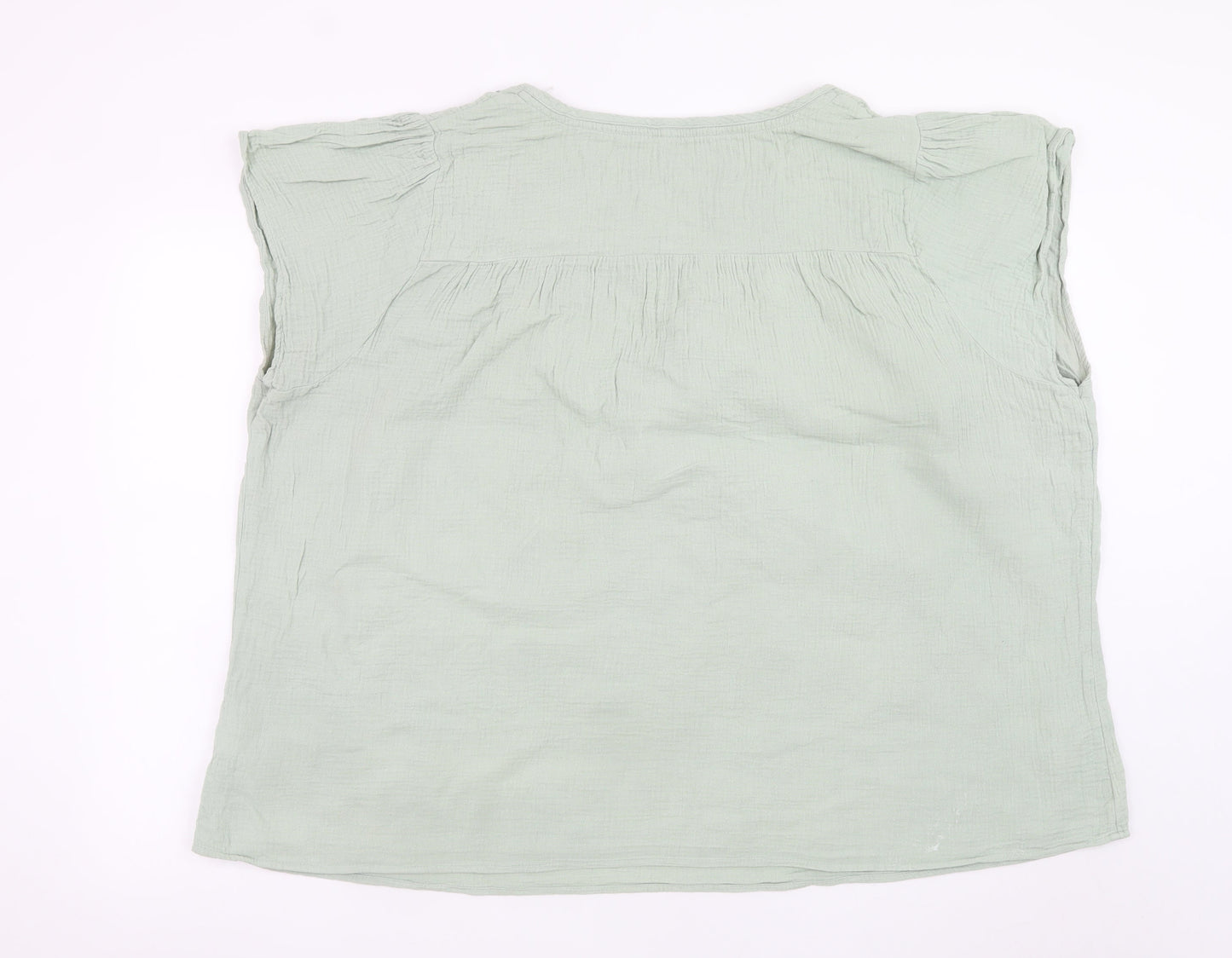 Autonomy Women's Green Cotton Embroidered Tunic Blouse Size 22