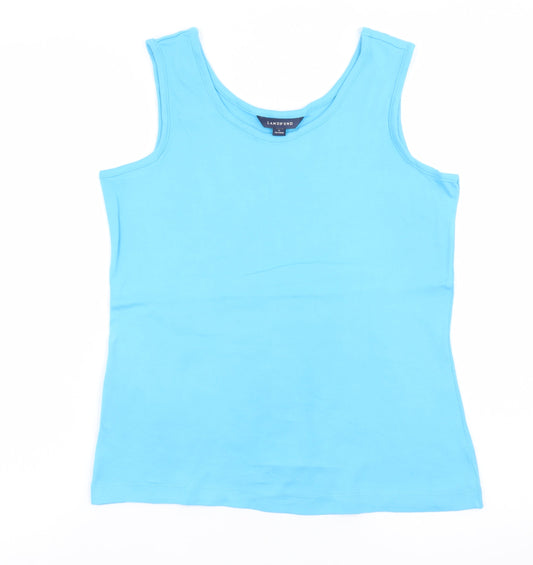 Lands' End Women Blue Tank Top Size 6-8 Cotton Sleeveless Summer Casual