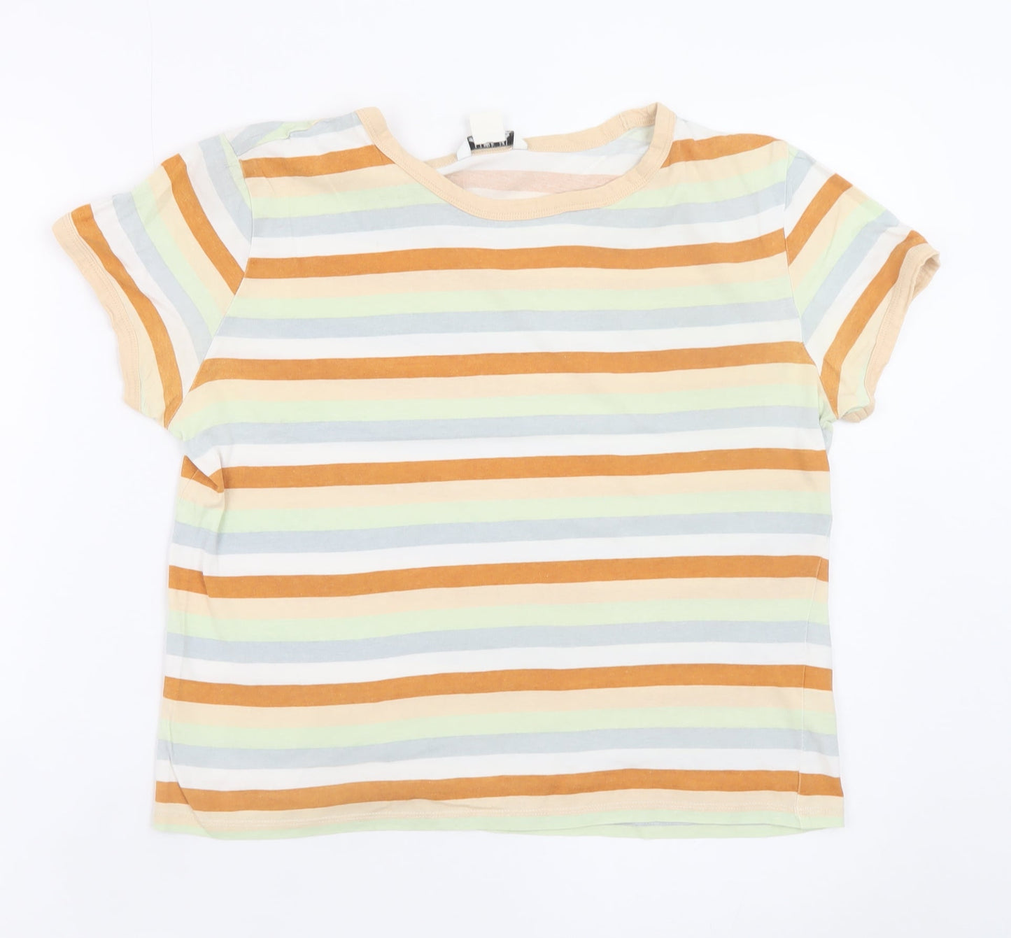 Monki Women's Multicoloured Striped Cotton T-Shirt Size 12