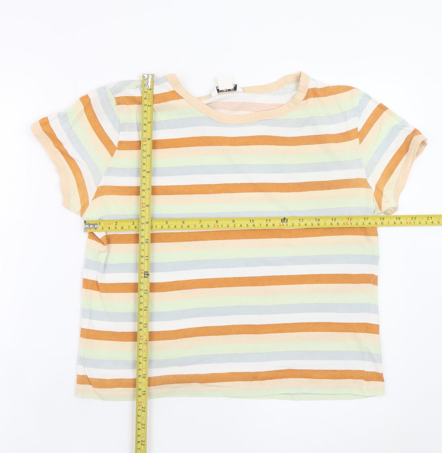 Monki Women's Multicoloured Striped Cotton T-Shirt Size 12