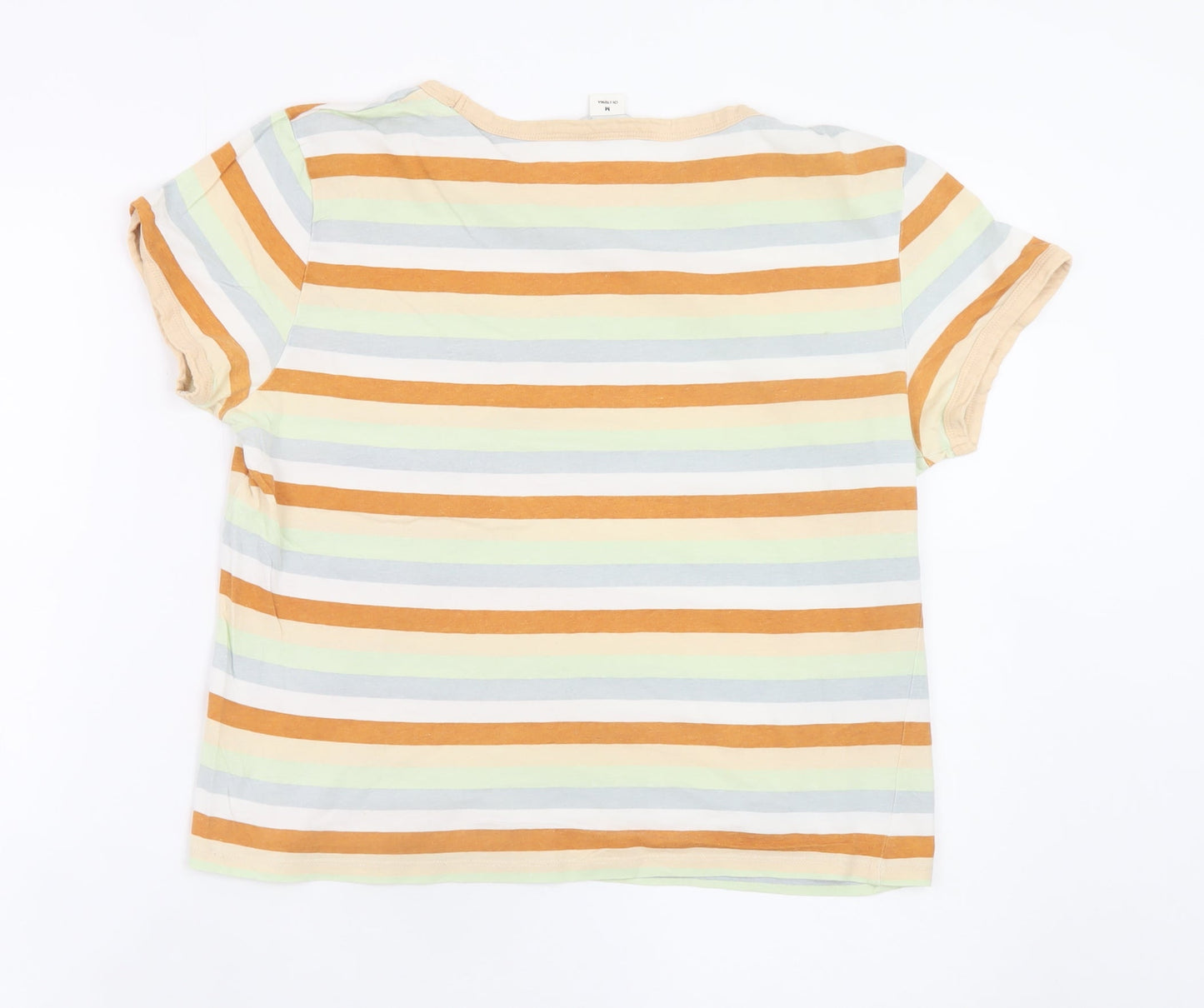 Monki Women's Multicoloured Striped Cotton T-Shirt Size 12