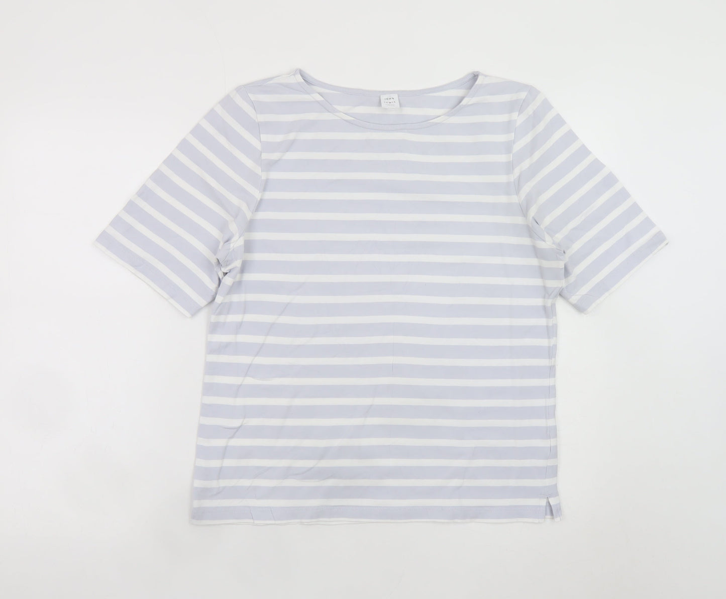 John Lewis Women Blue Striped Cotton Stretch T-Shirt Size 18