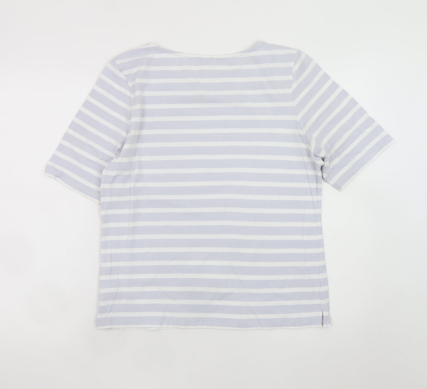 John Lewis Women Blue Striped Cotton Stretch T-Shirt Size 18