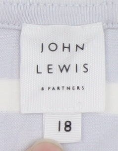 John Lewis Women Blue Striped Cotton Stretch T-Shirt Size 18