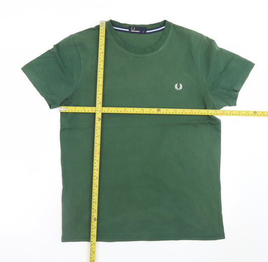 Fred Perry Men's Green Cotton Short Sleeve Crew Neck T-Shirt M