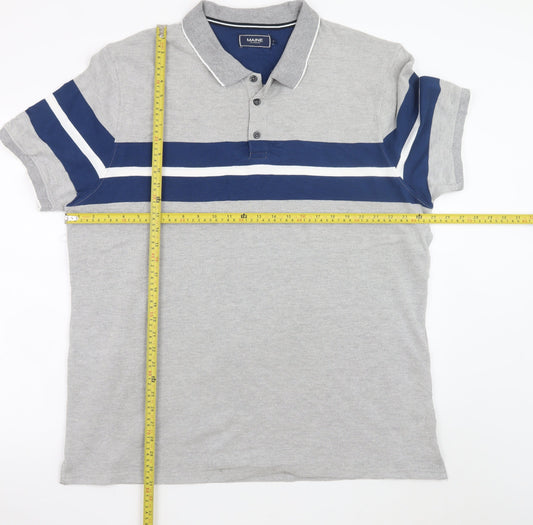 Maine New England Men's Grey XL Colourblock Short Sleeve Polo Shirt