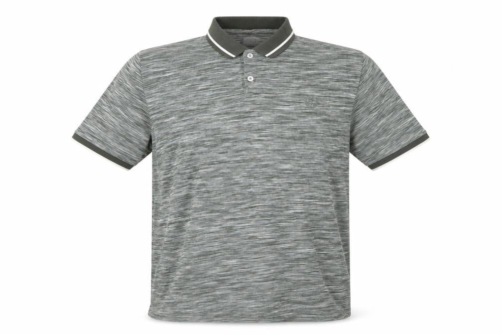 Easy Men’s Grey Striped Cotton Polo Shirt XL Casual Collared Top