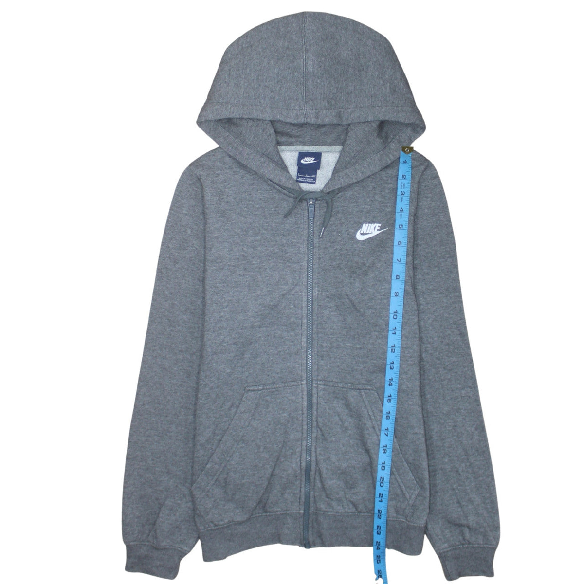 Close-up detail of Nike Women Grey Full Zip Hoodie Small Cotton Blend Casual