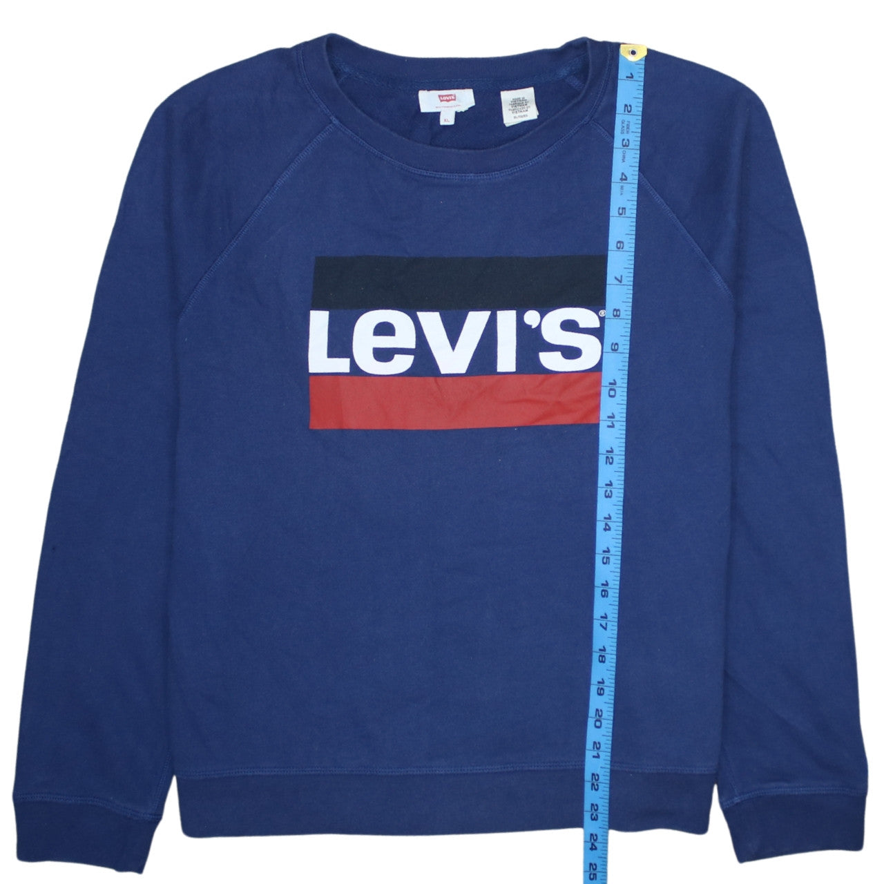 Levi's Men's Blue XL Crew Neck Logo Pullover Sweatshirt