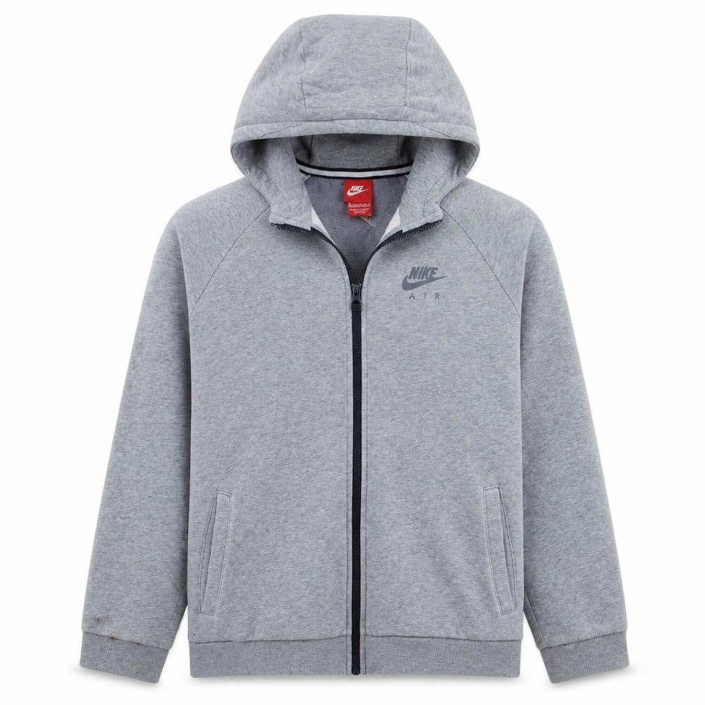 Front view of Nike boys’ grey full zip hoodie xl 13-15 years sports casual