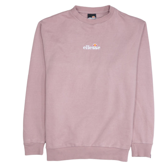 Ellesse Womens Pink Pullover Sweatshirt Size M Cotton Blend Logo Crew Neck
