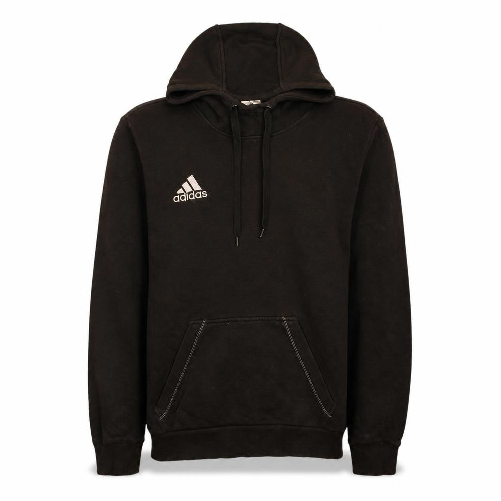 Front view of Adidas Men's Black Pullover Hoodie Small Fleece Sportswear