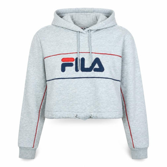 Fila Women Grey Pullover Hoodie UK 12 Logo Drawstring Casual