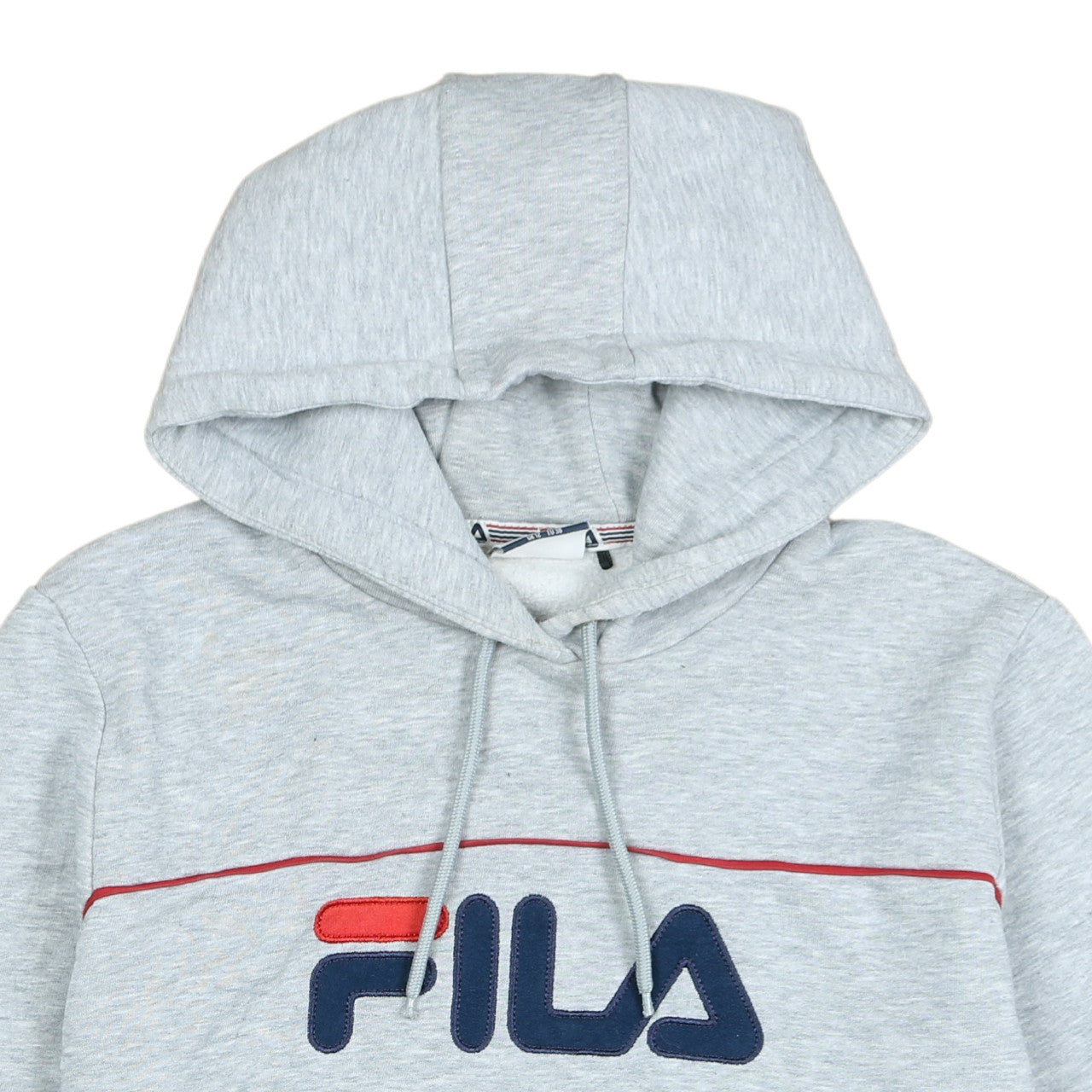Fila Women Grey Pullover Hoodie UK 12 Logo Drawstring Casual