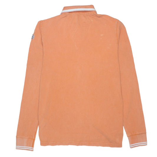 Napapijri Men’s Orange Long Sleeve Cotton Polo Shirt Size M
