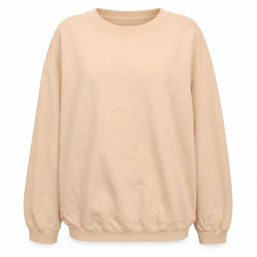 Front view of Gap women’s beige pullover sweatshirt cotton blend, size M, casual