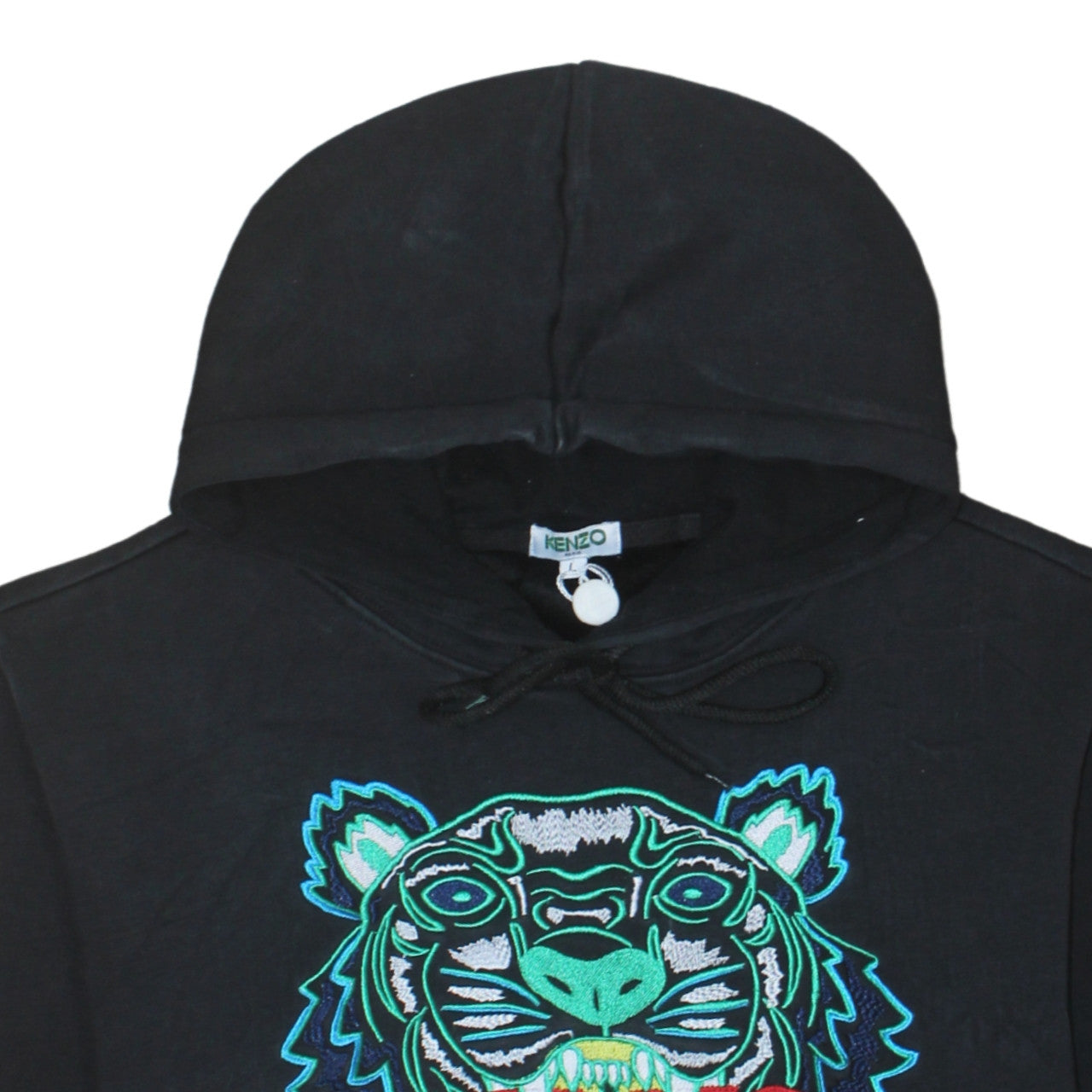 Kenzo Men Black L Embroidered Tiger Pullover Hoodie