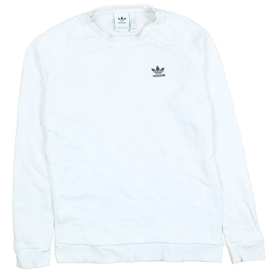 Adidas Men's White Small Trefoil Logo Pullover Sweatshirt