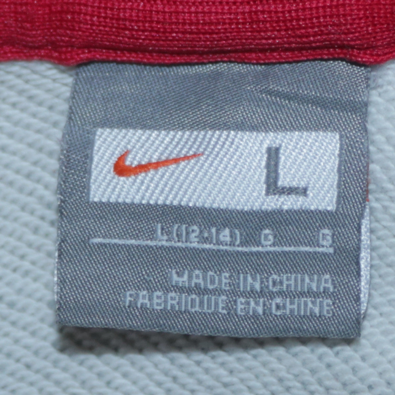 Nike Womens Grey Pullover Hoodie L Red Zip Pockets Sporty Style