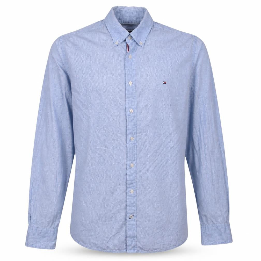 Tommy Hilfiger Men's Blue Slim Fit Long Sleeve Button-Up Shirt S