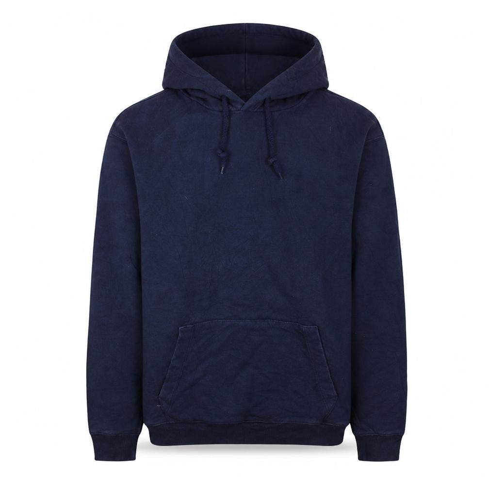 Front view of Gap Men's Blue Pullover Hoodie Medium Fleece Sweatshirt