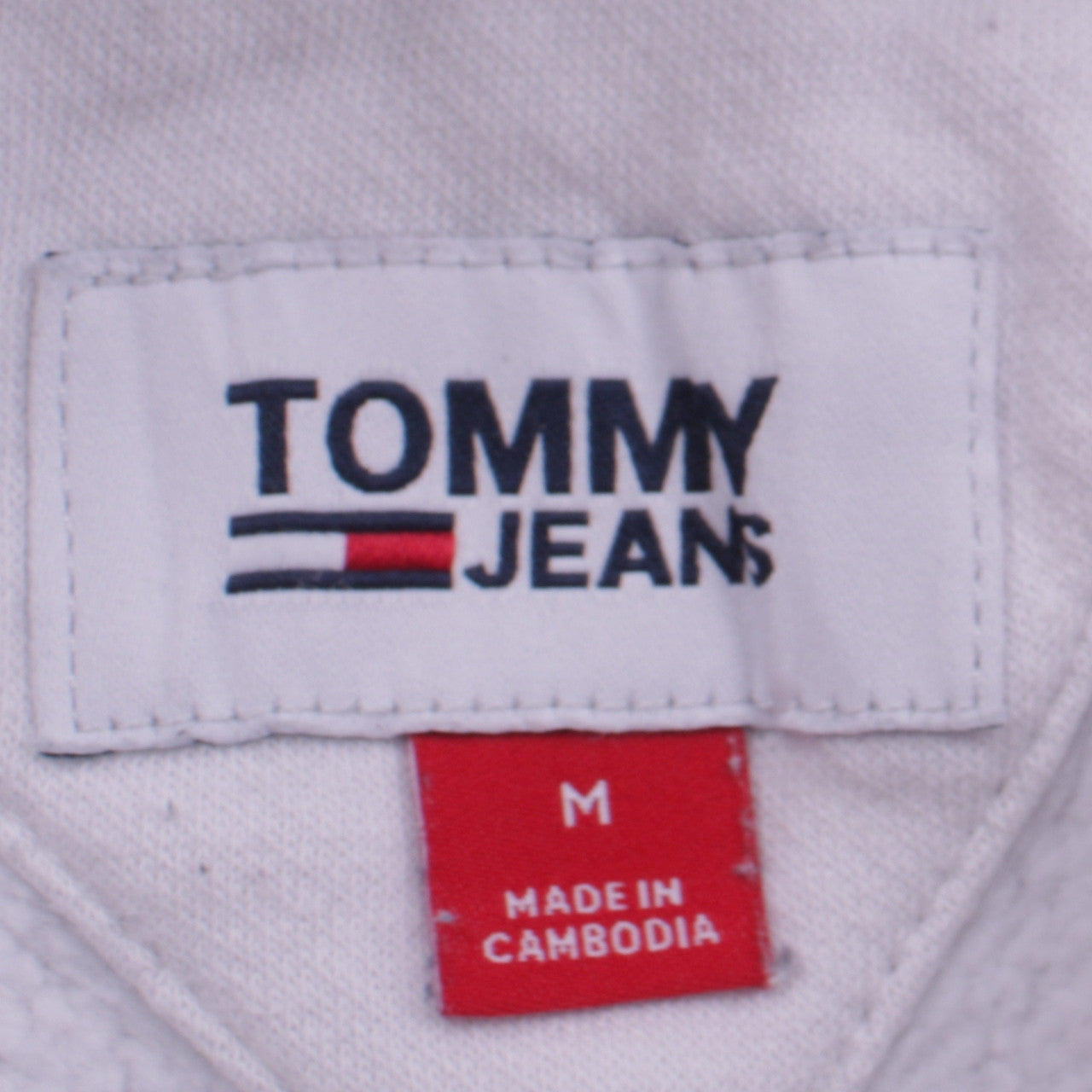 Tommy Jeans Men's White Pullover Hoodie M Logo Cotton Sweatshirt
