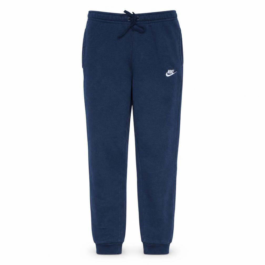 Front view of Nike Men's Blue Fleece Jogger Sweatpants, size S, Drawstring Tapered Fit