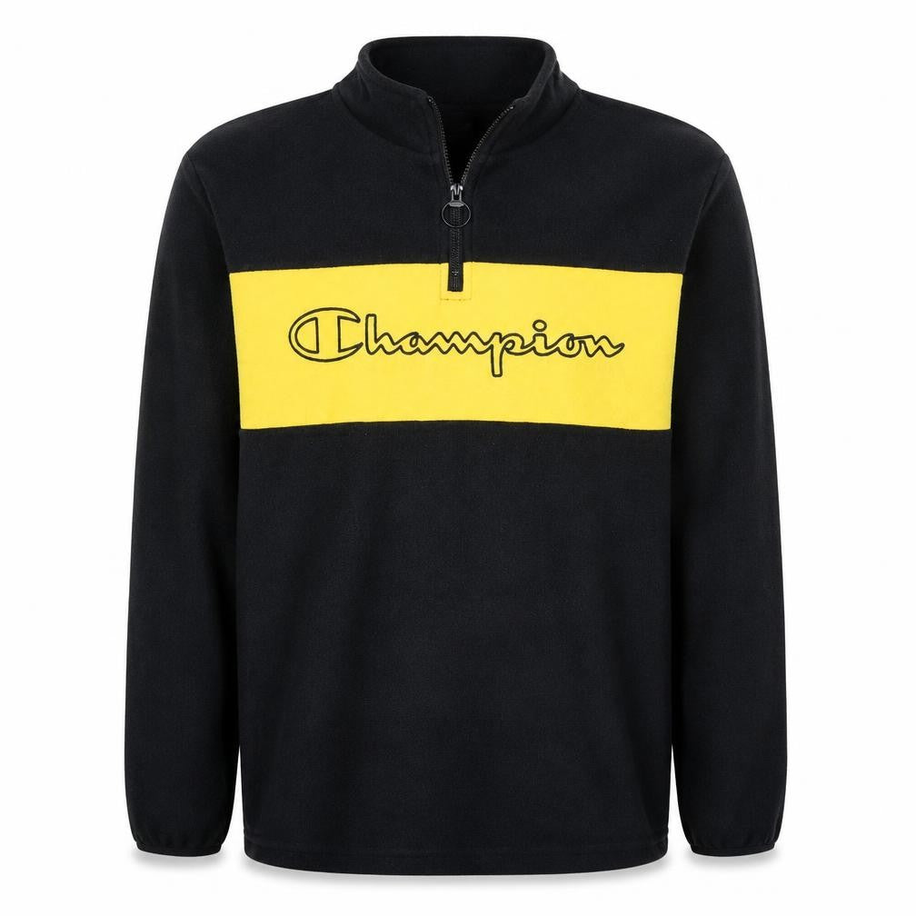 Front view of Champion Men’s Black Yellow 1/2 Zip Sweatshirt Fleece L