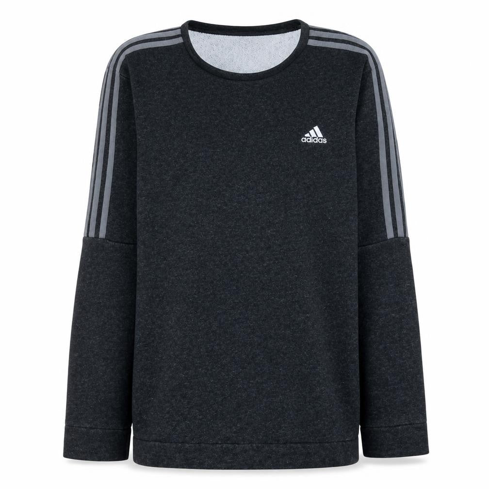 Front view of adidas Men Grey XL Pullover Sweatshirt Long Sleeve Crew Neck