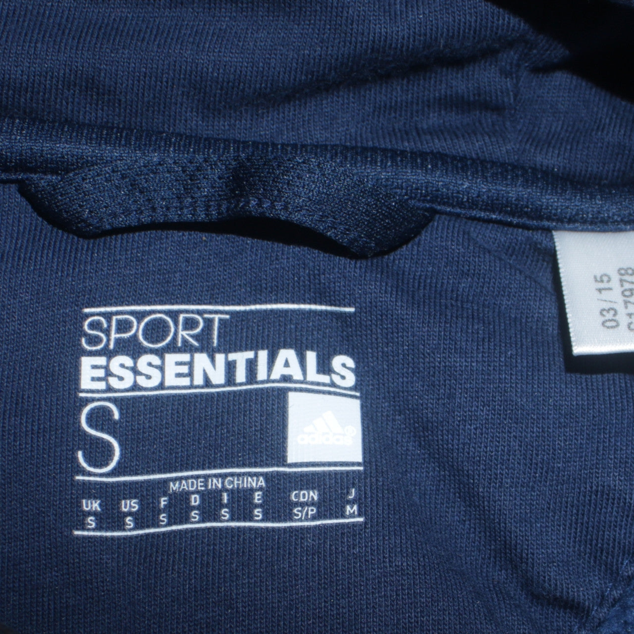 Adidas Men’s Blue Sport Essentials Full Zip Hoodie Size S