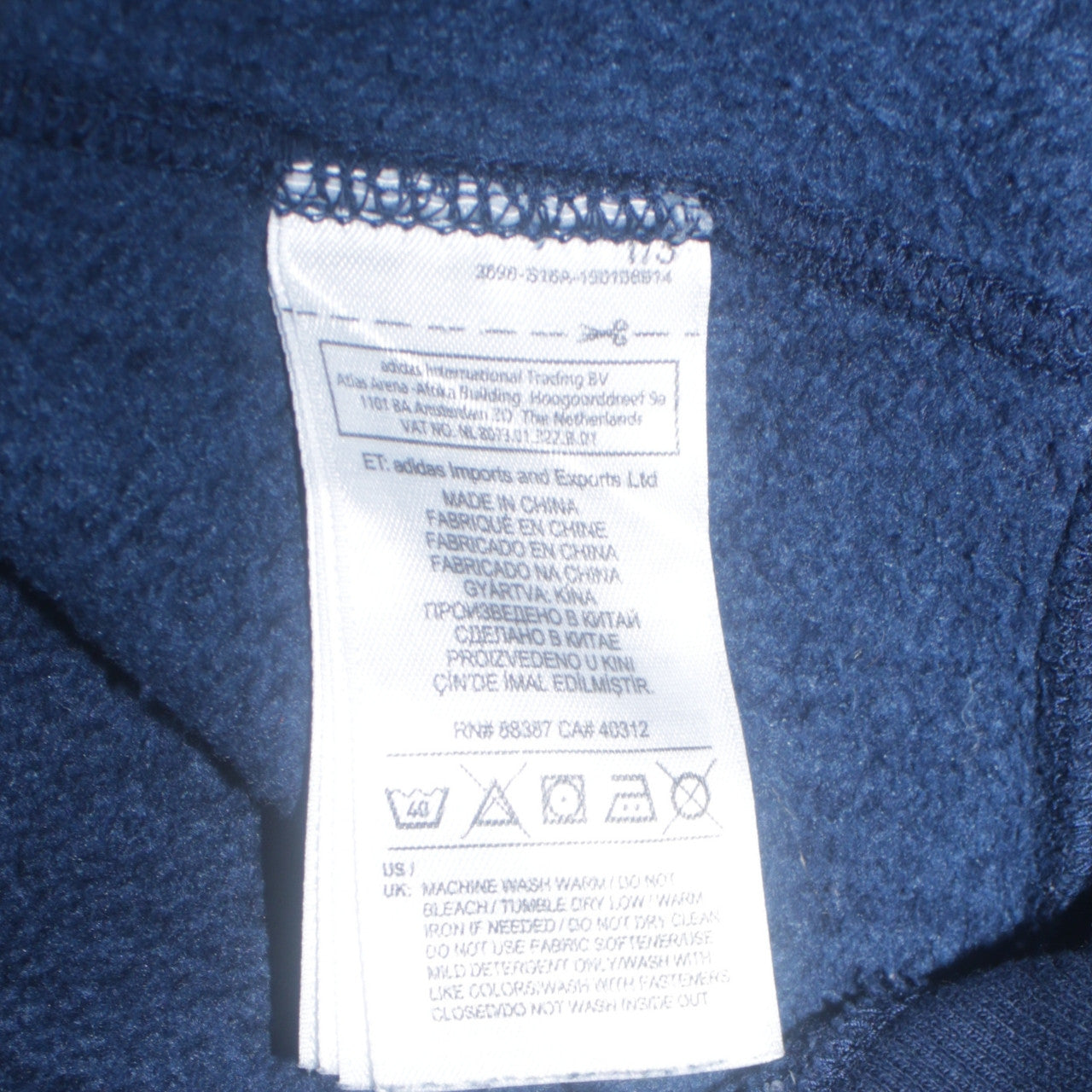 Adidas Men’s Blue Sport Essentials Full Zip Hoodie Size S