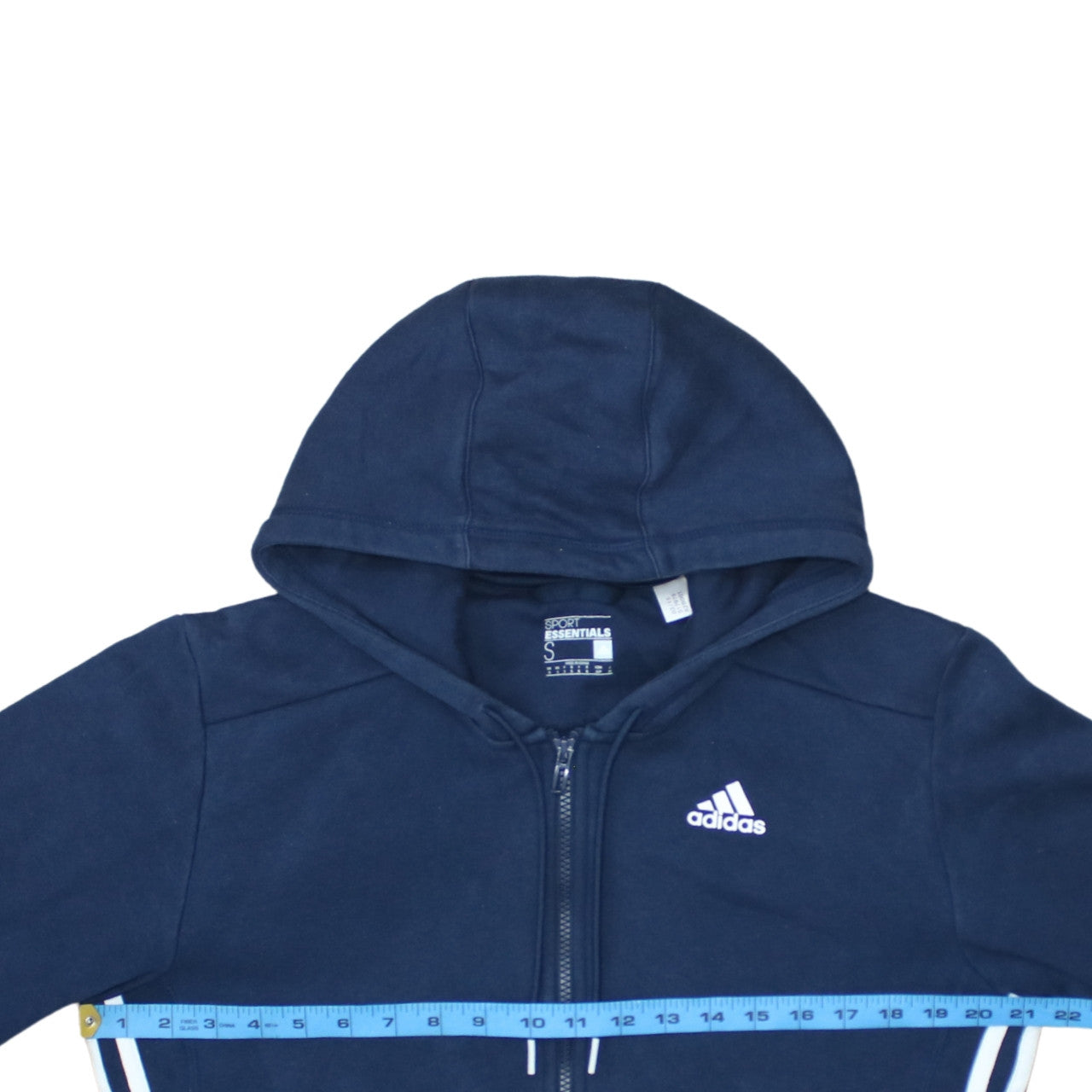 Adidas Men’s Blue Sport Essentials Full Zip Hoodie Size S