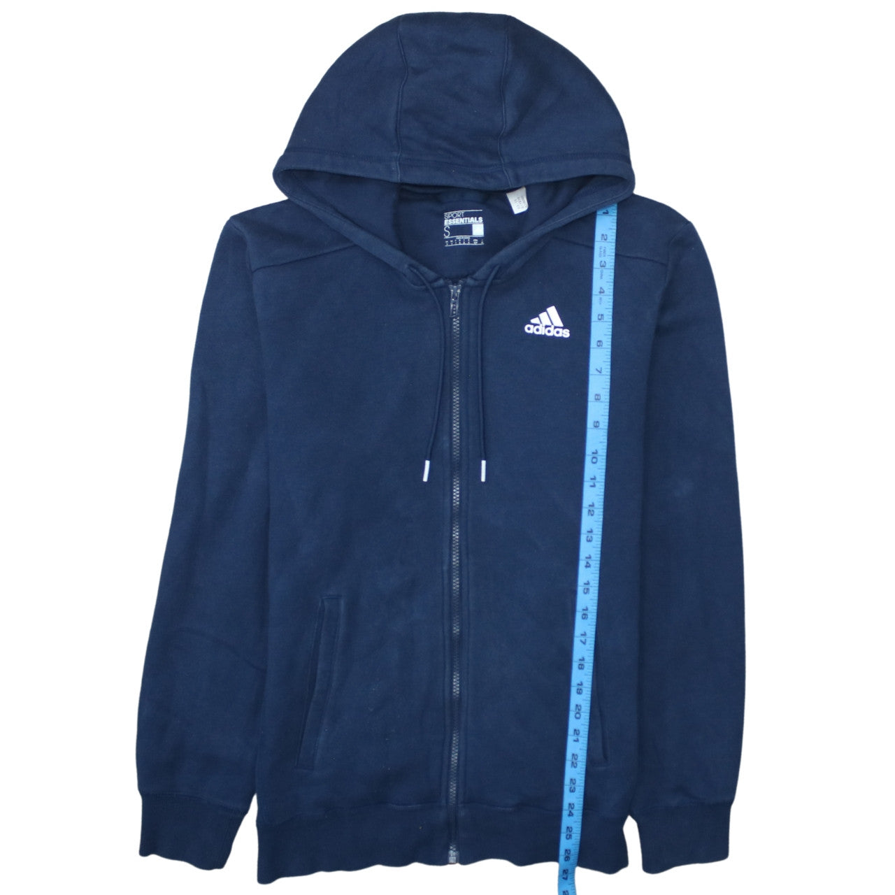 Adidas Men’s Blue Sport Essentials Full Zip Hoodie Size S