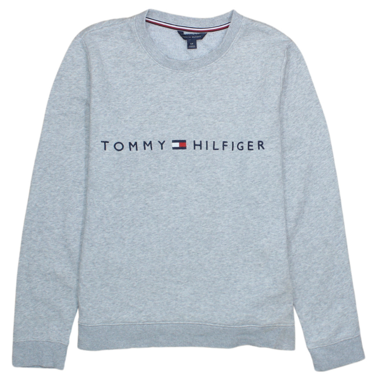 Tommy Hilfiger Mens Grey Logo Crew Neck Sweatshirt Size S