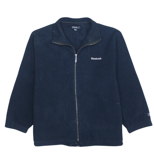 Reebok Womens Blue Fleece Zip Jacket Size 14 Full Zip Logo Sportswear