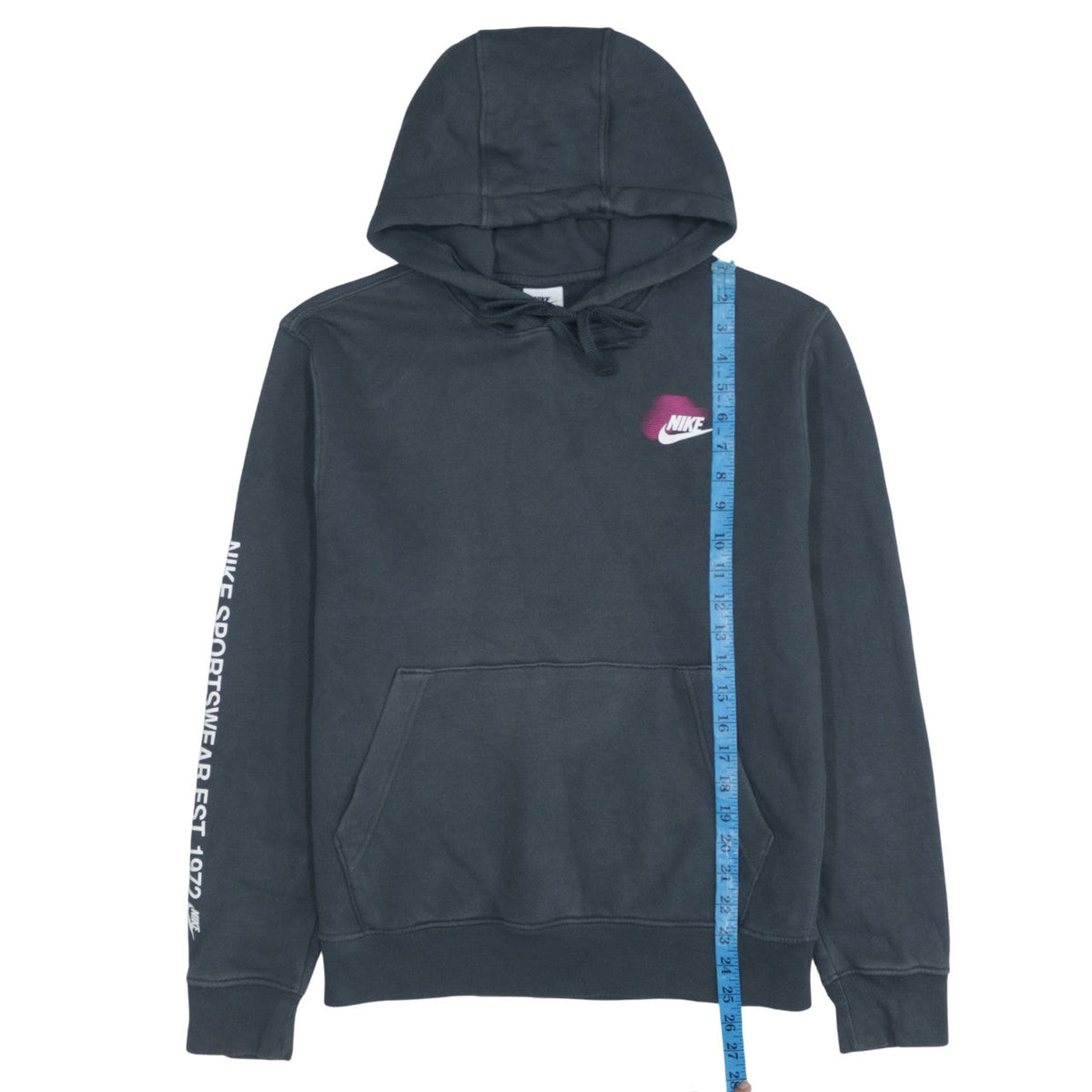 Close-up detail of Nike Women Black Small Pullover Hoodie Cotton Blend Sportswear