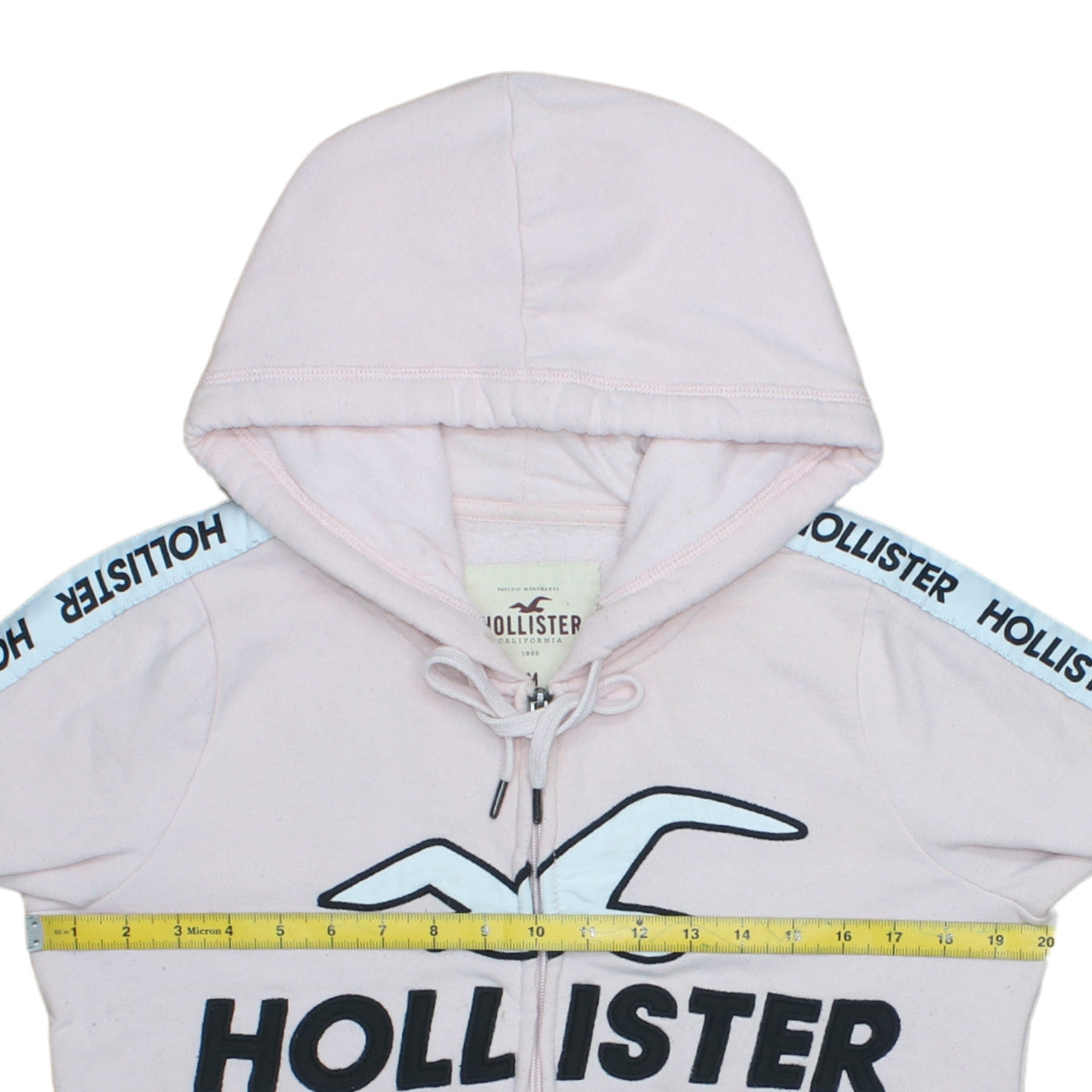 Hollister Women Pink Full Zip Hoodie Medium Cotton Blend Logo Hooded Sweatshirt