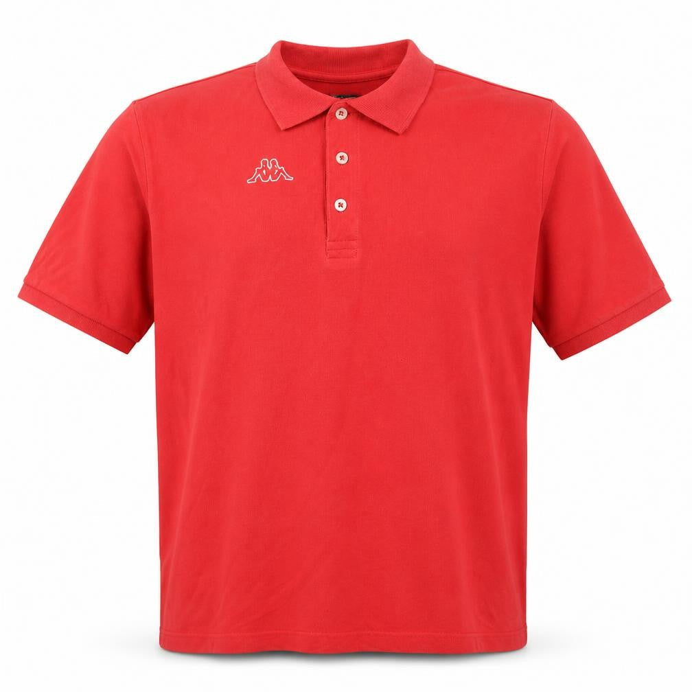 Front view of Kappa Men's Red XL Cotton Short Sleeve Polo Shirt