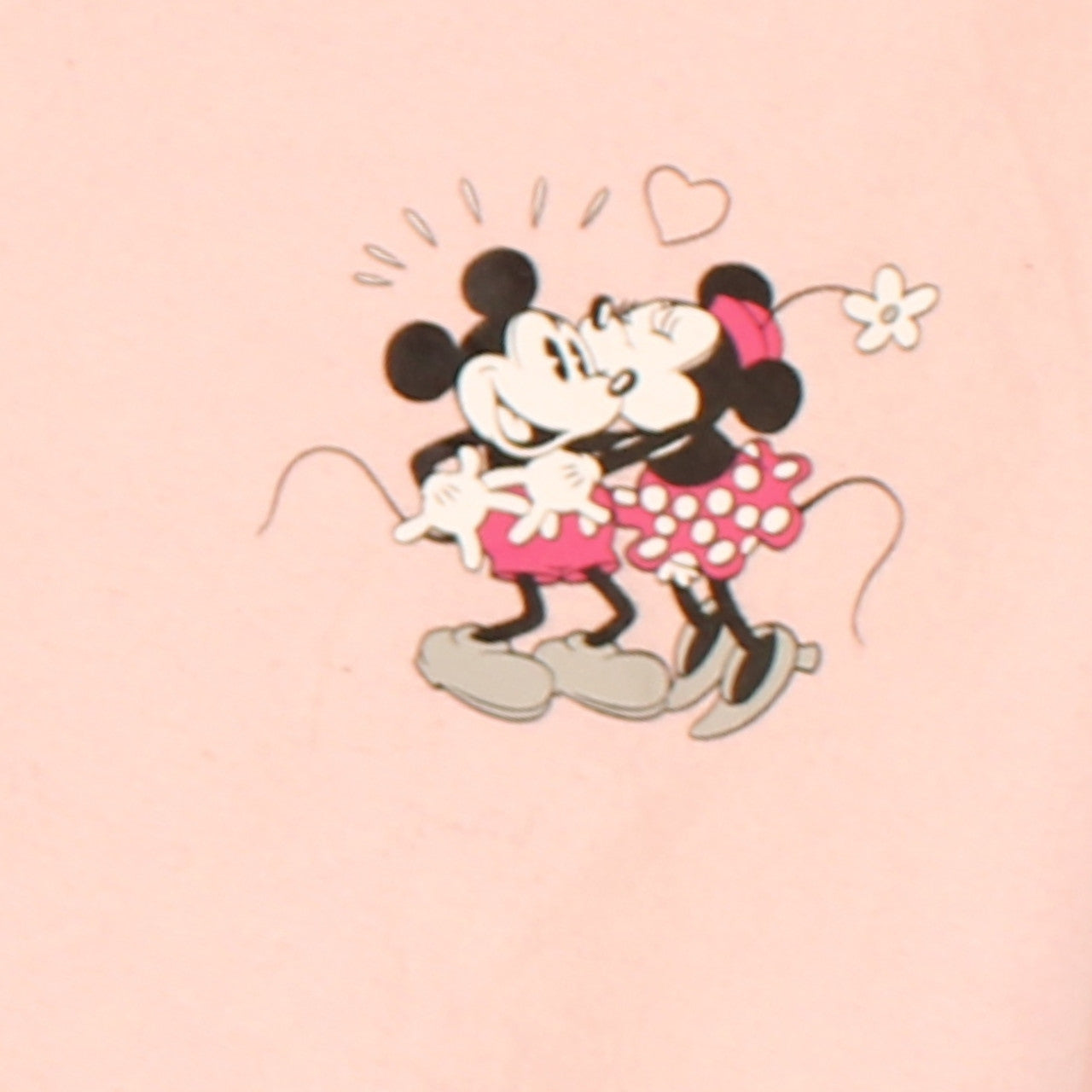 Disney Women Pink Hooded Pullover Hoodie L Mickey & Minnie Graphic