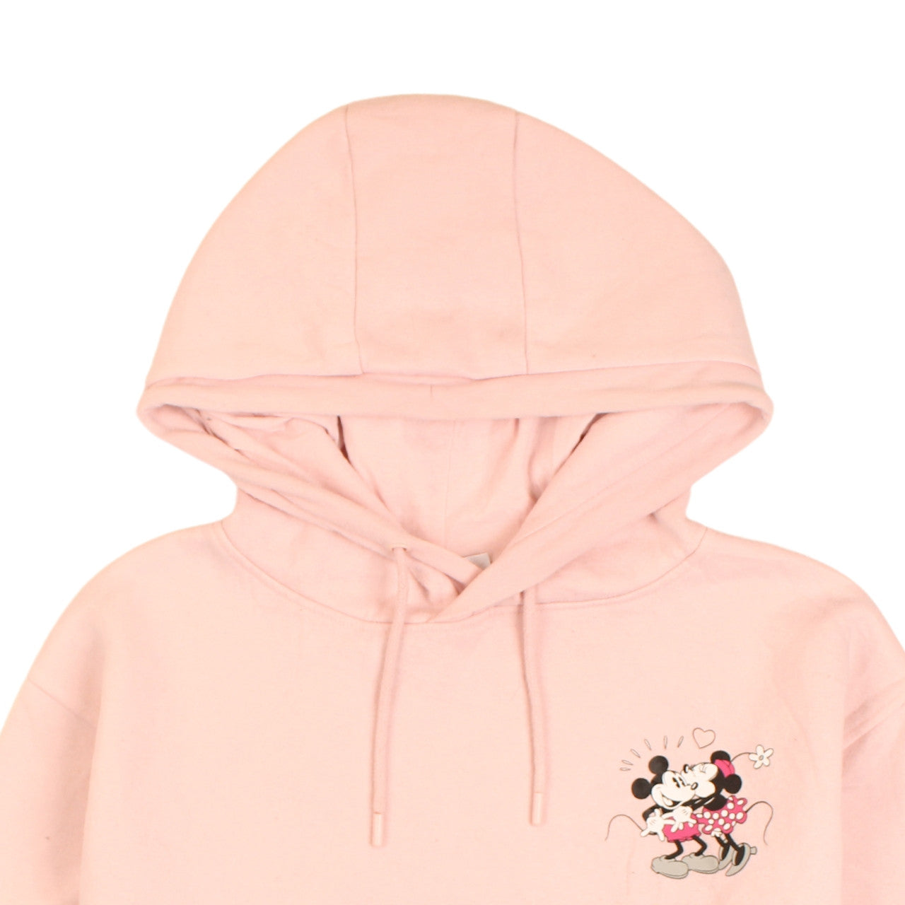 Disney Women Pink Hooded Pullover Hoodie L Mickey & Minnie Graphic